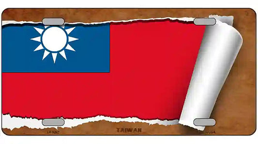 Taiwan Flag Scroll Metal Novelty License Plate