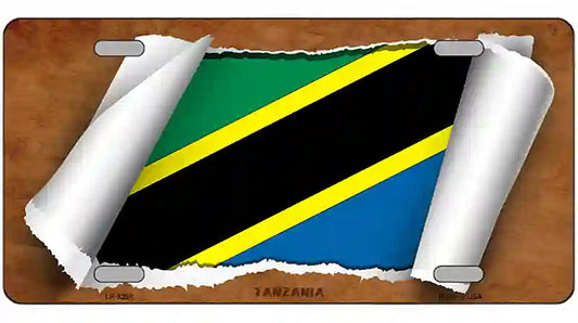 Tanzania Flag Scroll Metal Novelty License Plate