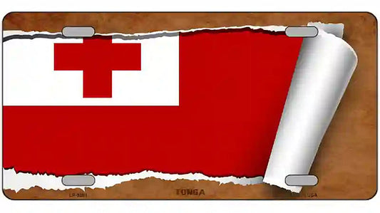 Tonga Flag Scroll Metal Novelty License Plate