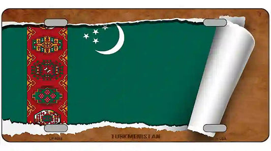 Turkmenistan Flag Scroll Metal Novelty License Plate