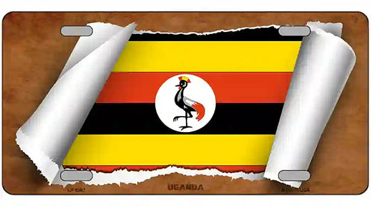 Uganda Flag Scroll Metal Novelty License Plate