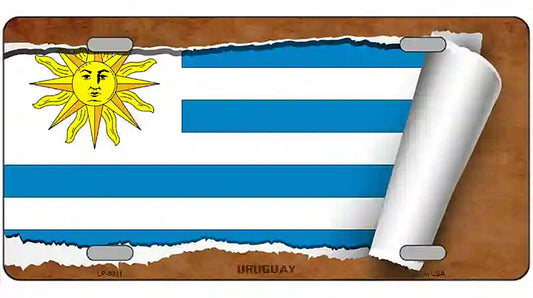 Uruguay Flag Scroll Metal Novelty License Plate