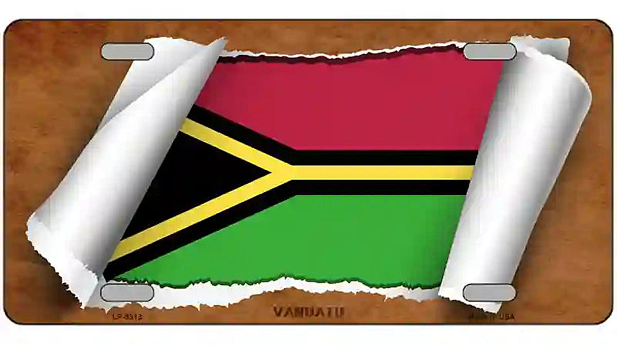 Vanuatu Flag Scroll Metal Novelty License Plate