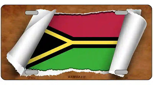Vanuatu Flag Scroll Metal Novelty License Plate