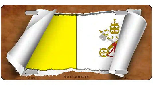 Vatican City Flag Scroll Metal Novelty License Plate