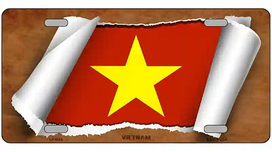 Vietnam Flag Scroll Metal Novelty License Plate