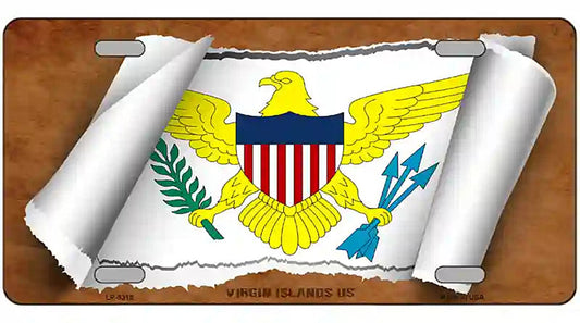 Virgin Islands US Flag Scroll Metal Novelty License Plate