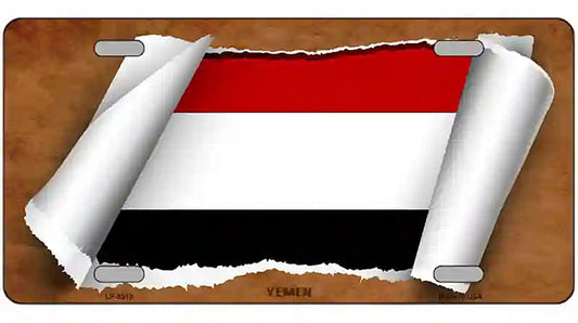 Yemen Flag Scroll Metal Novelty License Plate
