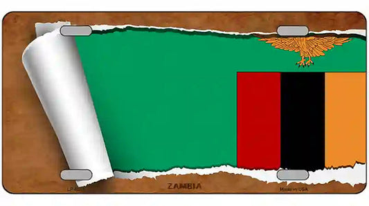 Zambia Flag Scroll Metal Novelty License Plate