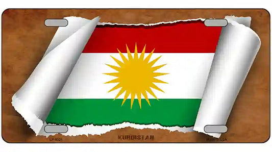 Kurdistan Flag Scroll Metal Novelty License Plate