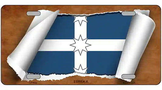 Eureka Flag Scroll Metal Novelty License Plate