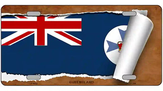 Queenland Flag Scroll Metal Novelty License Plate