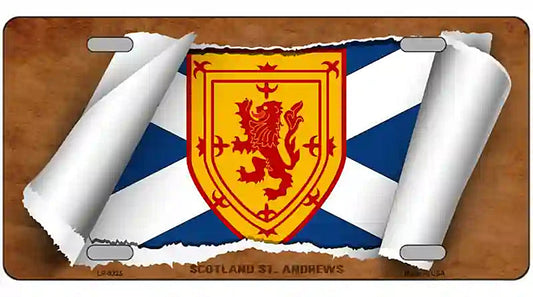 Scotland St. Andrews Flag Scroll Metal Novelty License Plate