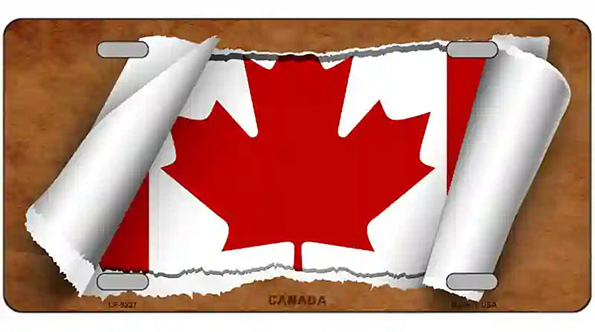 Canada Flag Scroll Metal Novelty License Plate
