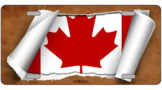 Canada Flag Scroll Metal Novelty License Plate