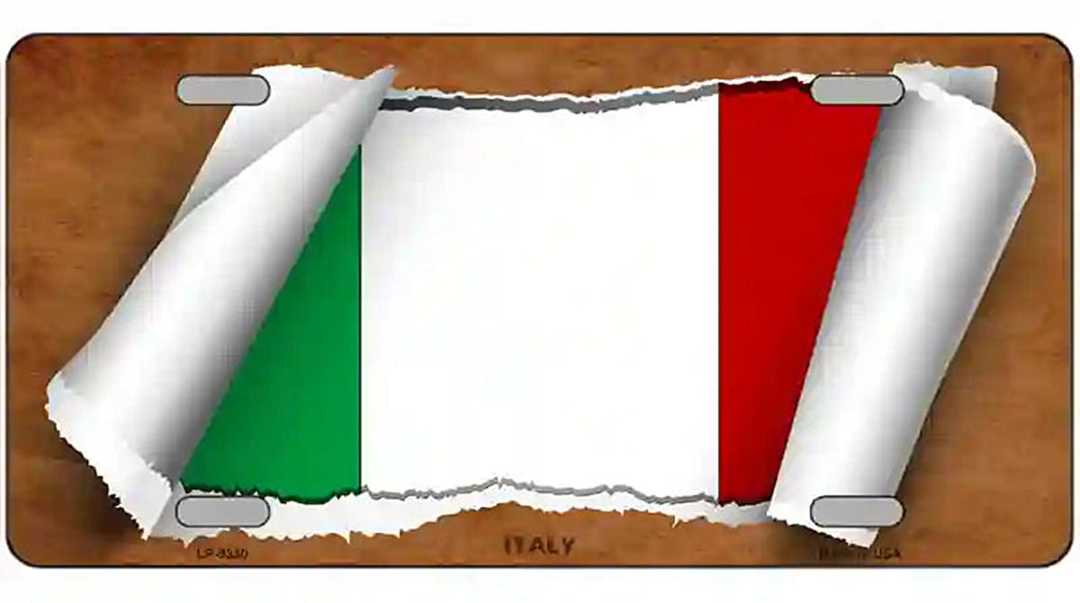 Italy Flag Scroll Metal Novelty License Plate
