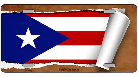 Puerto Rico Flag Scroll Metal Novelty License Plate