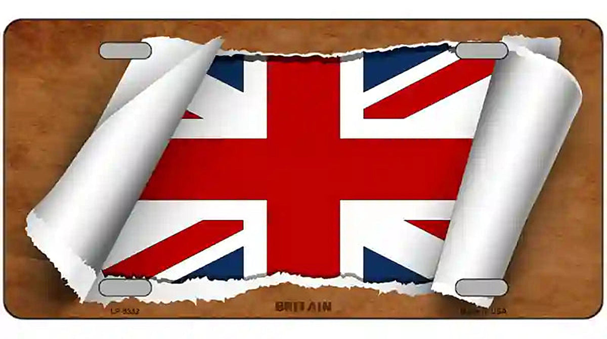 Britain Flag Scroll Metal Novelty License Plate