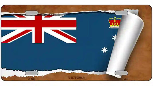 Victoria Flag Scroll Metal Novelty License Plate