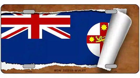 New South Wales Flag Scroll Metal Novelty License Plate