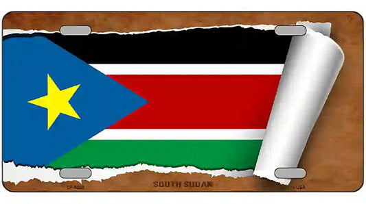 South Sudan Flag Scroll Metal Novelty License Plate