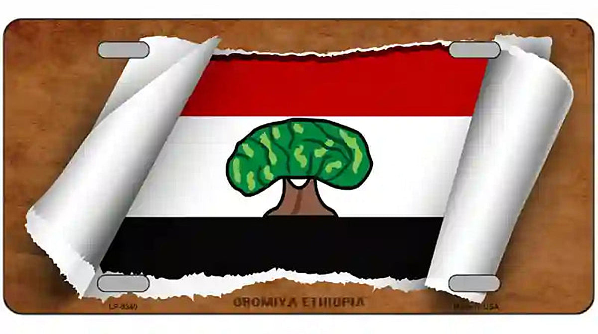 Oromia Ethiopia Flag Scroll Metal Novelty License Plate