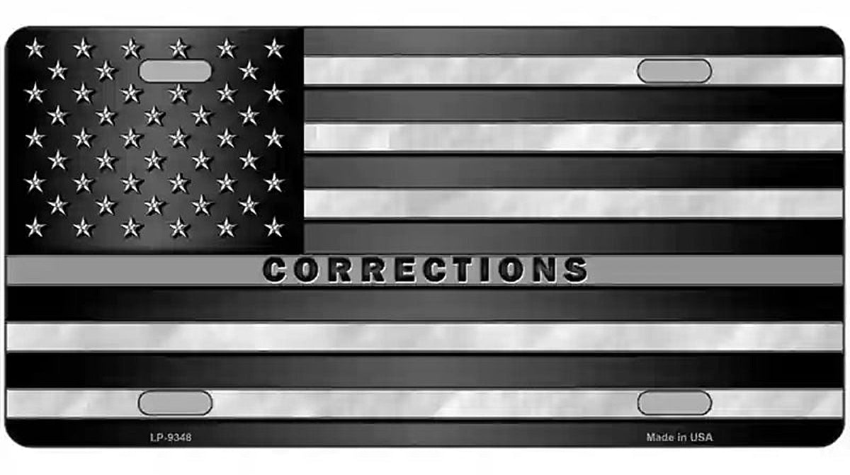 American Flag Corrections Metal Novelty License Plate