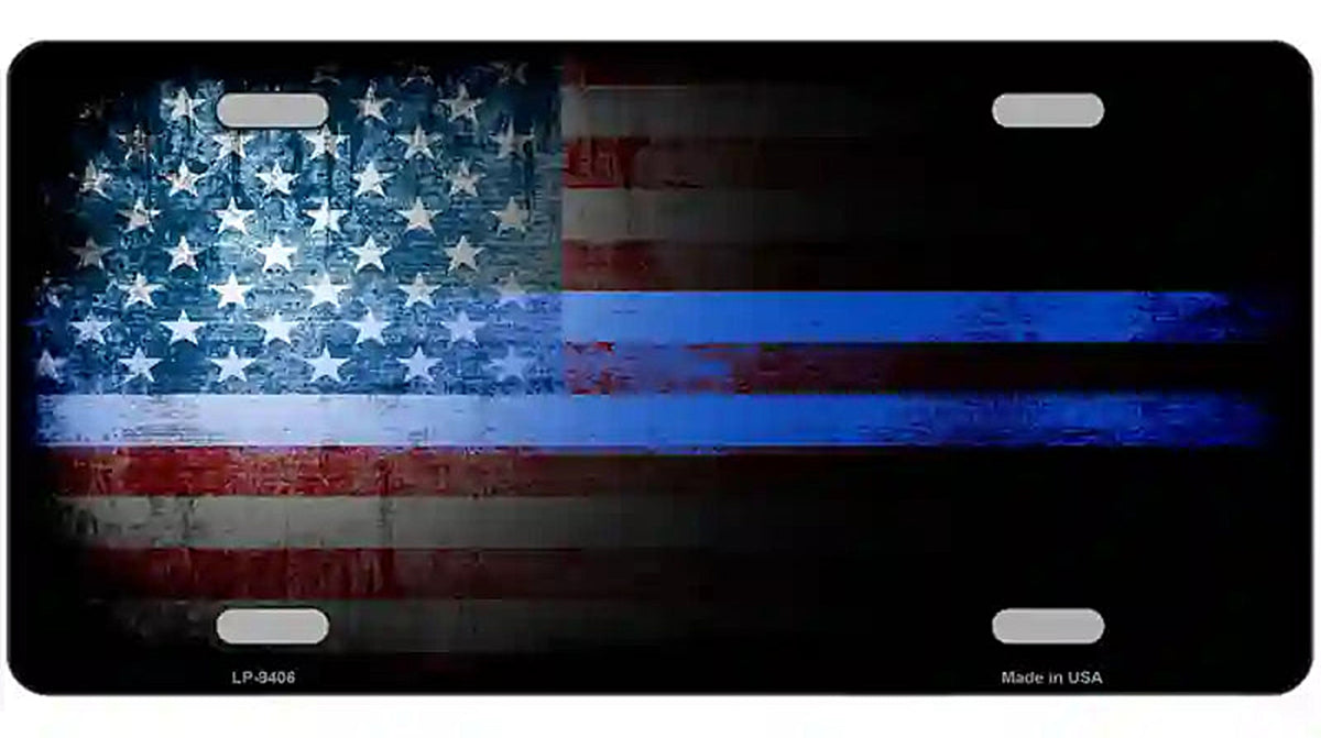 American Flag Police Novelty Metal License Plate