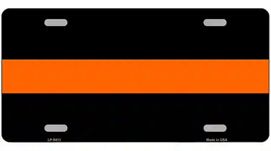 Thin Orange Line Novelty Metal License Plate