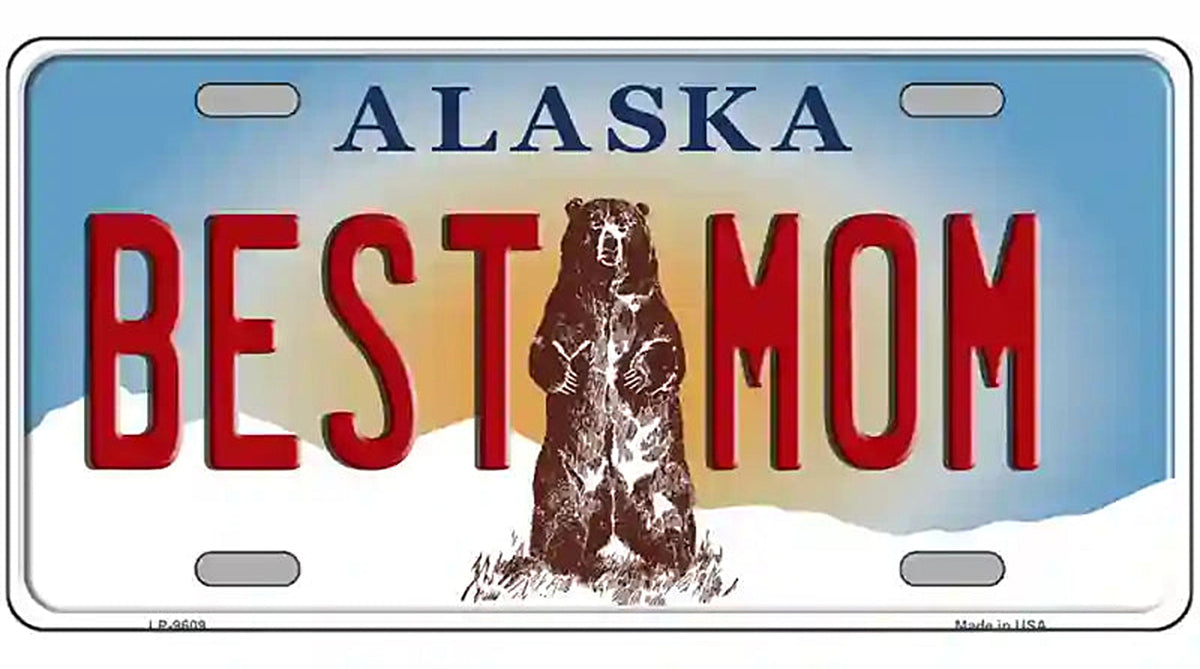 Best Mom Alaska State Novelty Metal License Plate