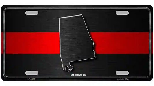 Alabama Thin Red Line Metal Novelty License Plate