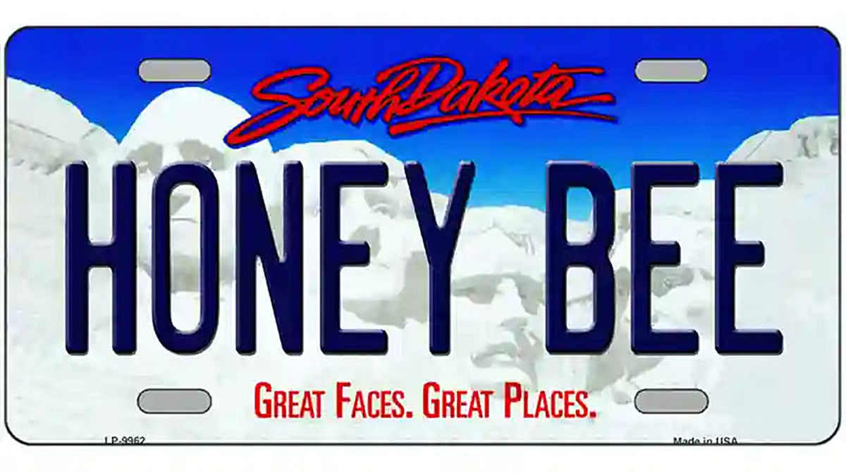 Honey Bee South Dakota Metal Novelty License Plate