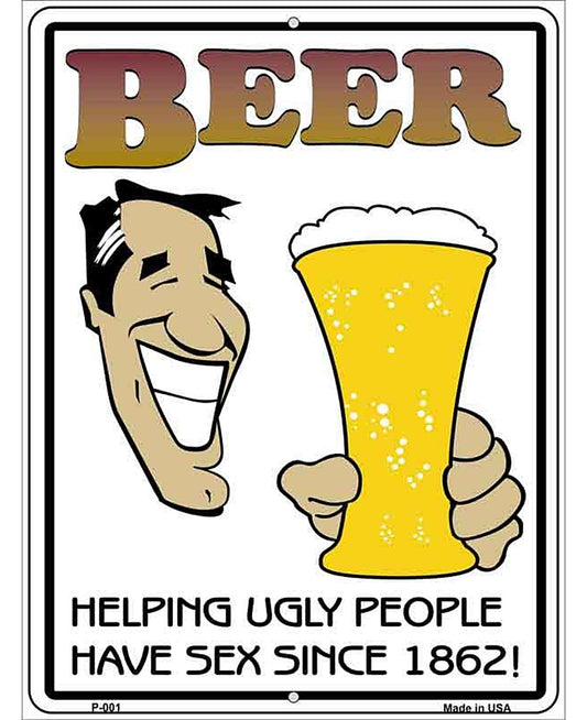 Helping Ugly People Metal Novelty Parking Sign