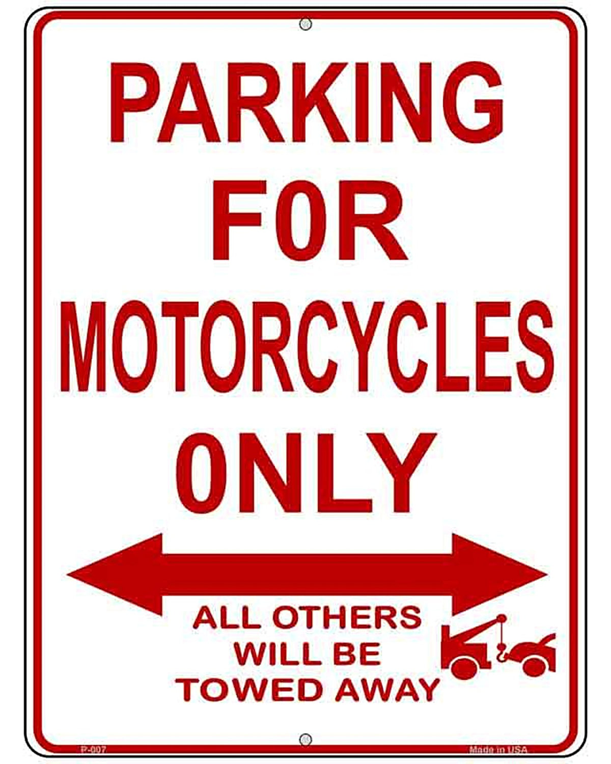 Motorcycle Parking Only Metal Novelty Parking Sign