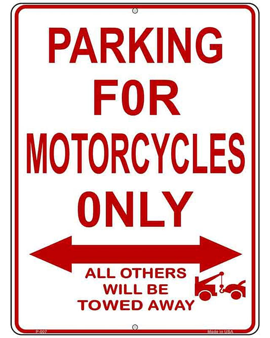 Motorcycle Parking Only Metal Novelty Parking Sign