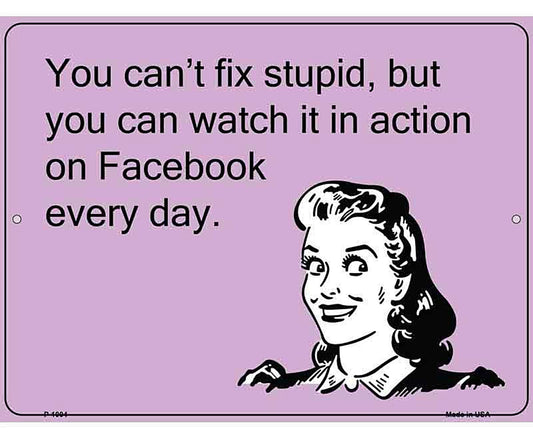 You Cant Fix Stupid E-Cards Metal Novelty Parking Sign