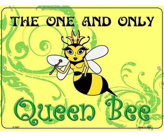 Queen Bee Horizontal Green Metal Novelty Parking Sign