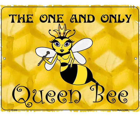 Queen Bee Horizontal Gold Metal Novelty Parking Sign