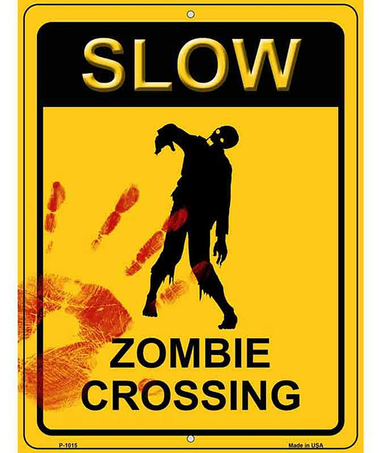 Zombie Crossing Metal Novelty Parking Sign