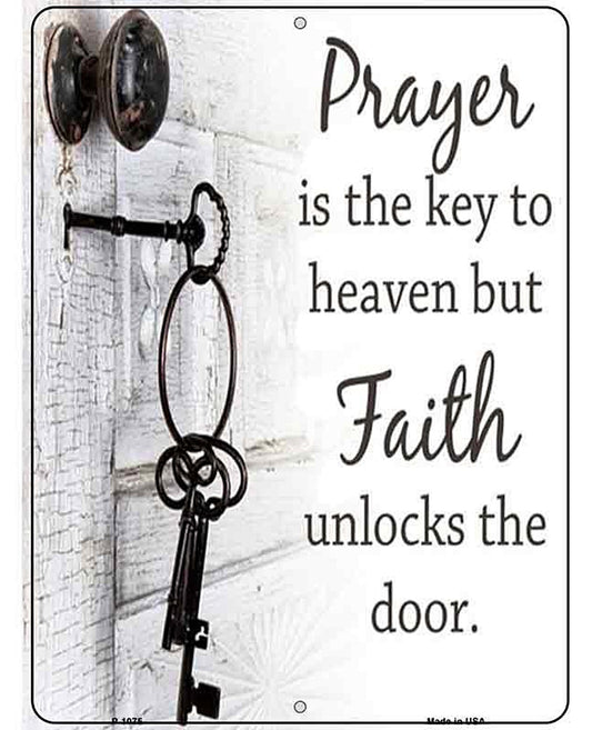 Faith Unlocks The Door Metal Novelty Parking Sign
