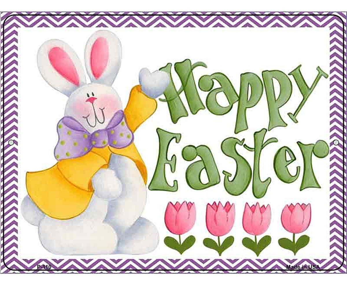 Happy Easter Purple Metal Novelty Parking Sign
