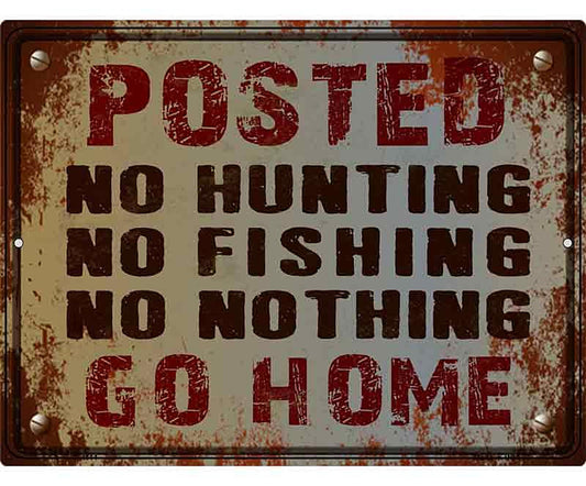 No Hunting No Fishing Metal Novelty Parking Sign