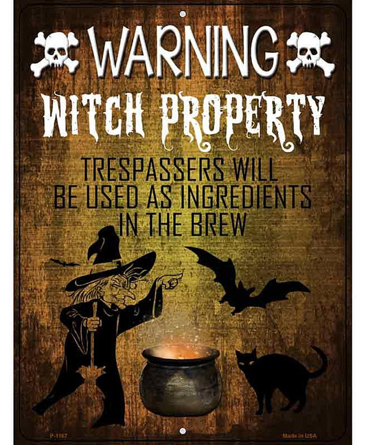 Witch Property Metal Novelty Parking Sign