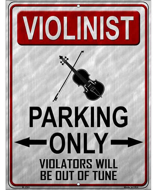 Violinist Parking Metal Novelty Parking Sign