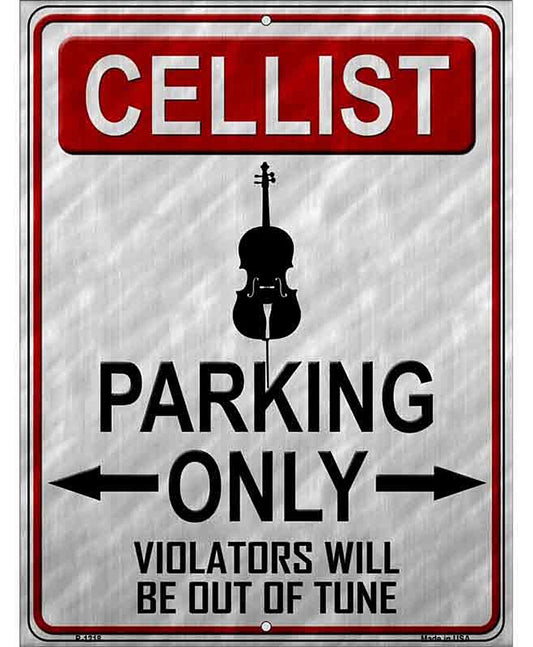 Cellist Parking Metal Novelty Parking Sign