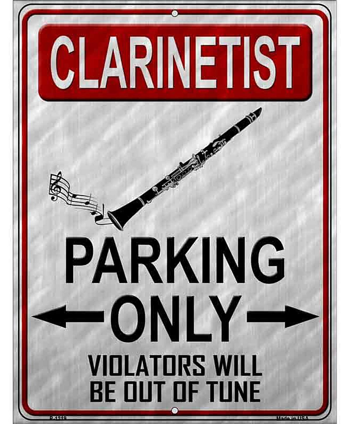 Clarinettist Parking Metal Novelty Parking Sign