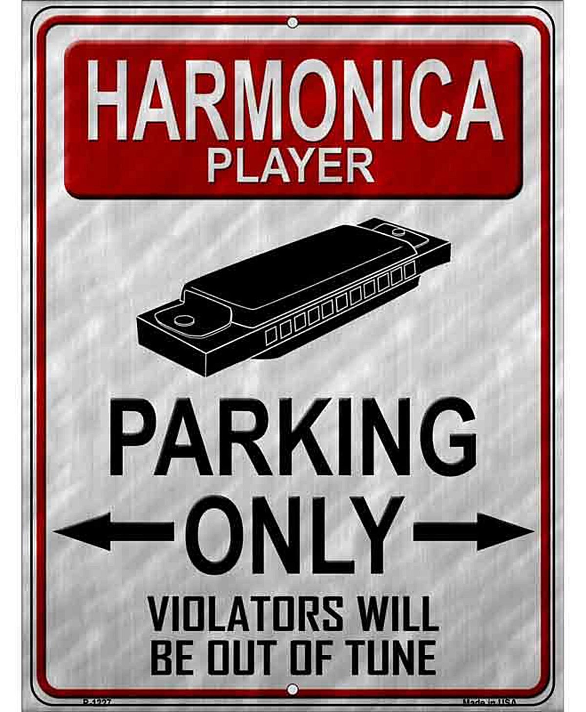 Harmonica Player Parking Metal Novelty Parking Sign