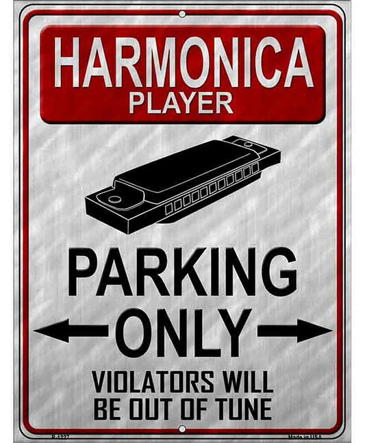 Harmonica Player Parking Metal Novelty Parking Sign