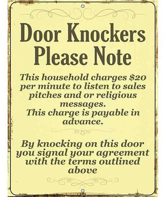 Door Knockers Metal Novelty Parking Sign