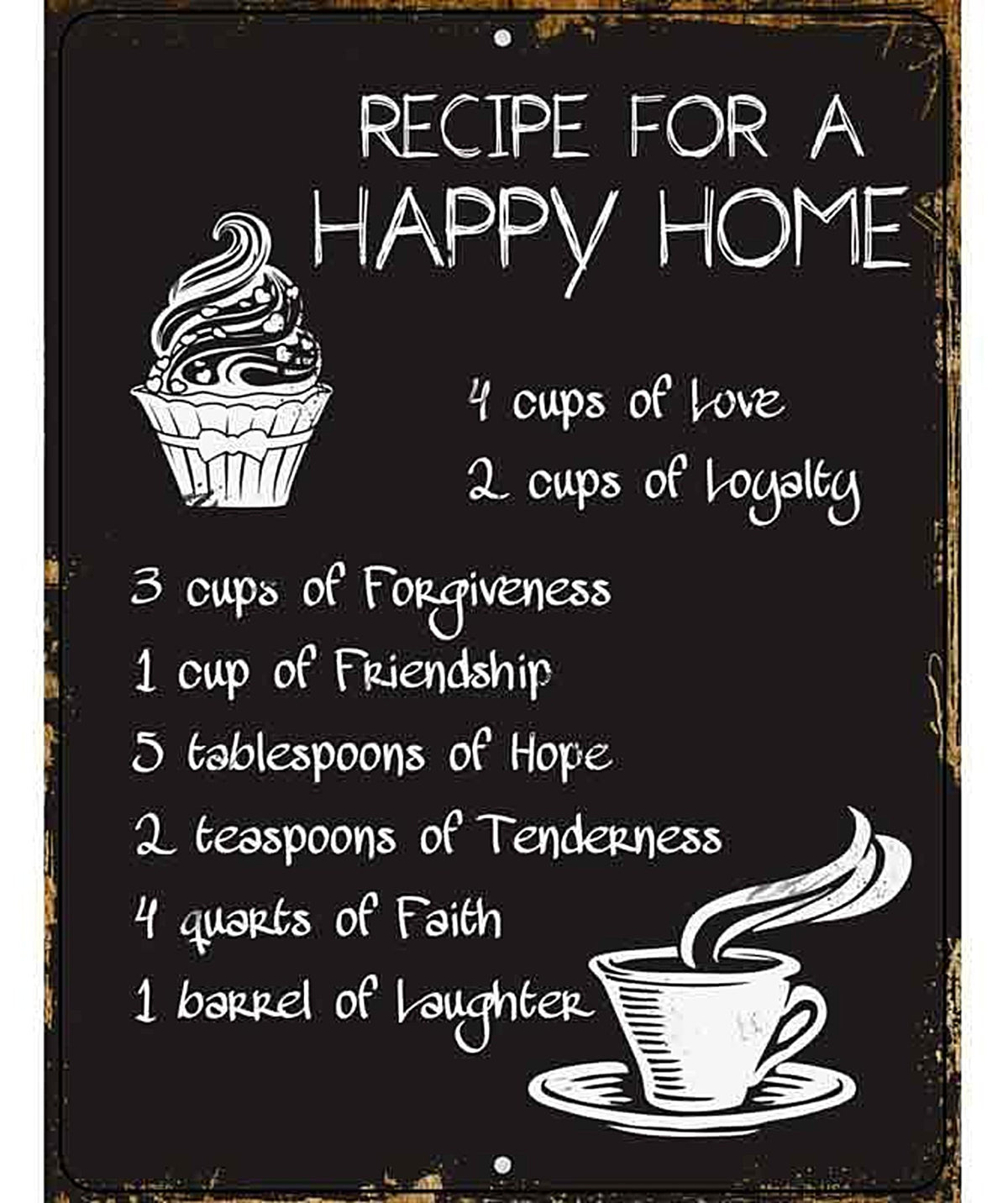 Recipe For Happy Home Metal Novelty Parking Sign
